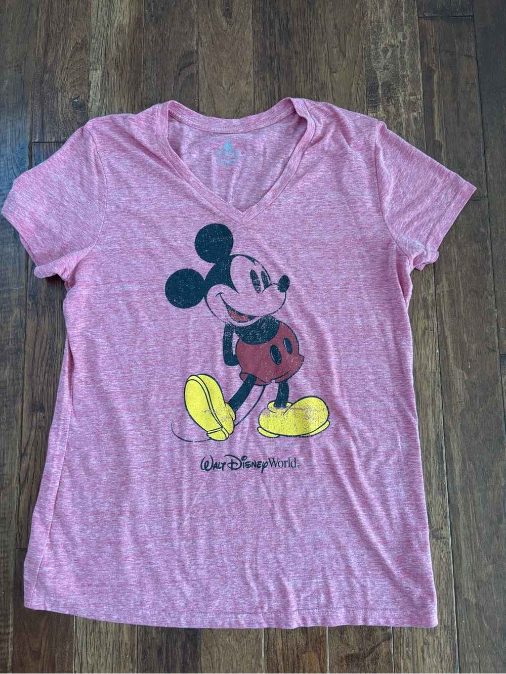 Disney Parks World XL Women’s Red Mickey V Neck Shirt Tee Top